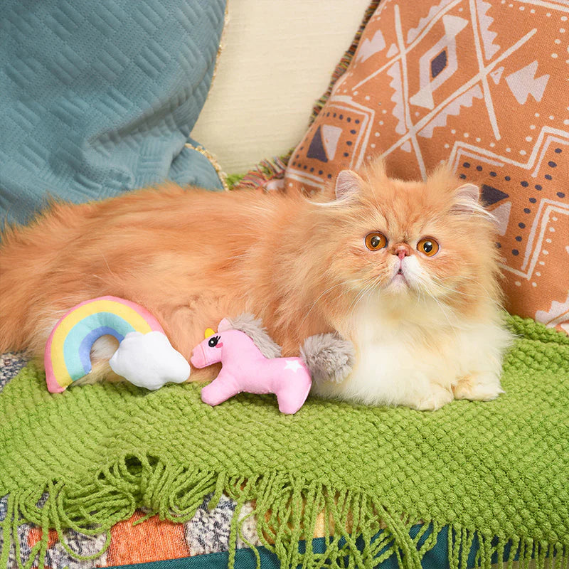 Hugsmart Crazy Catcher Unicorn & Rainbow Set – Interactive Plush Toys for Cats