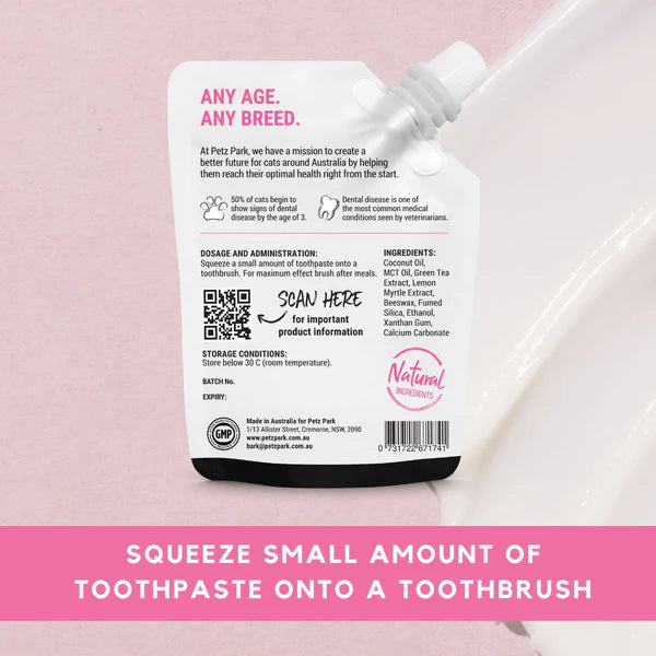 PetzPark Toothpaste for Cats being applied to a toothbrush