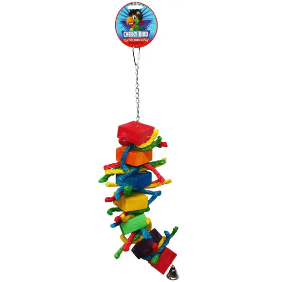 Cheeky Bird block and rope toy with bell