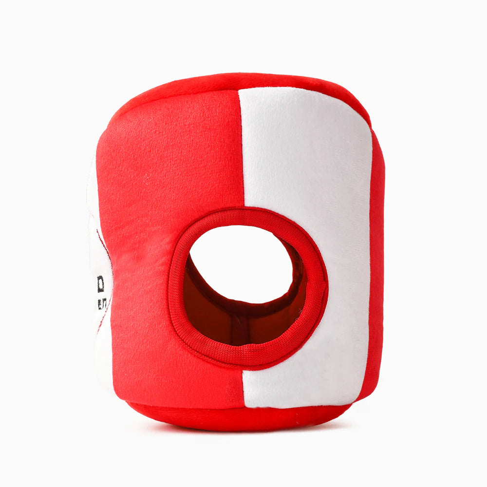 Dog playing with the Hugsmart Food Party Fried Chicken toy