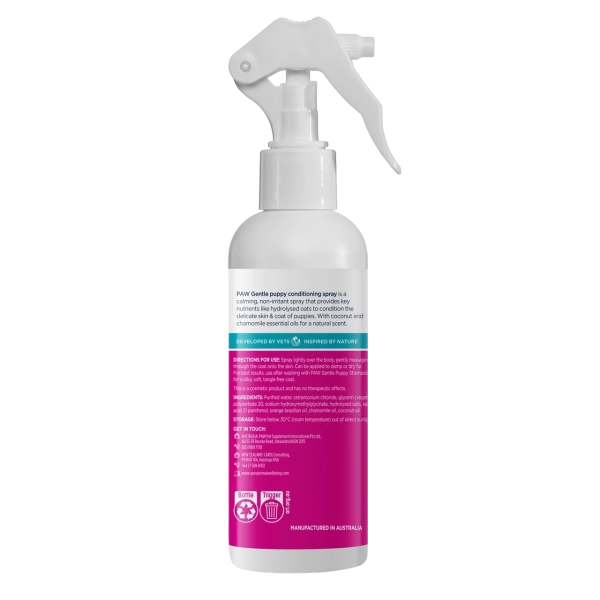 PAW Gentle Puppy Conditioning Spray 200ml back label