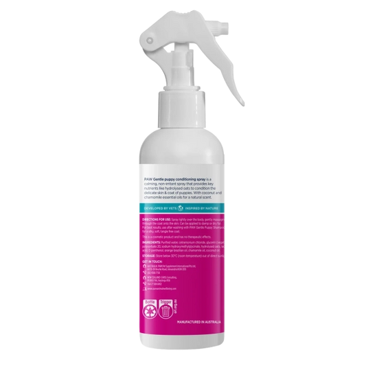 PAW Gentle Puppy Conditioning Spray 200ml back label