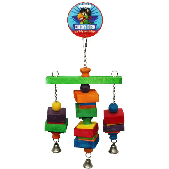 Cheeky Bird hanging tri-bell cage toy