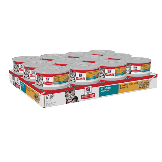 Hill's Science Diet Adult Indoor Savory Chicken Entree canned cat food nutrition label