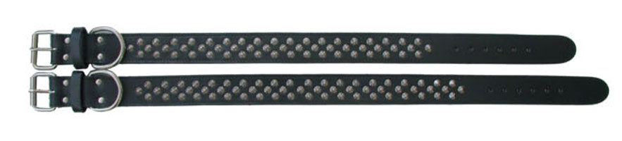 Beau Pets studded leather collar, close-up of studs and buckle