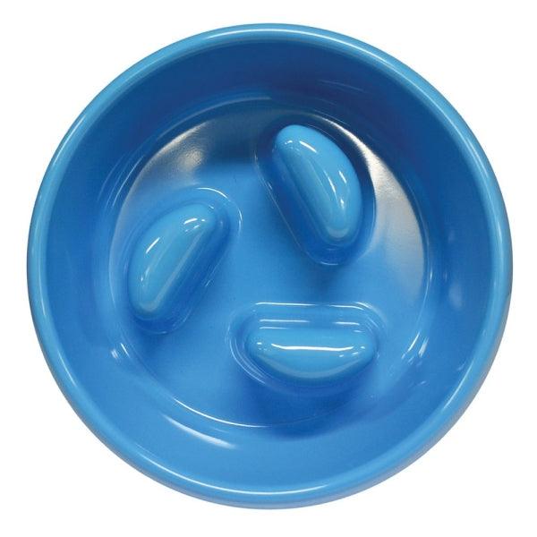 Pets Round Slow Feeding Pillar Bowl – Loud Blue