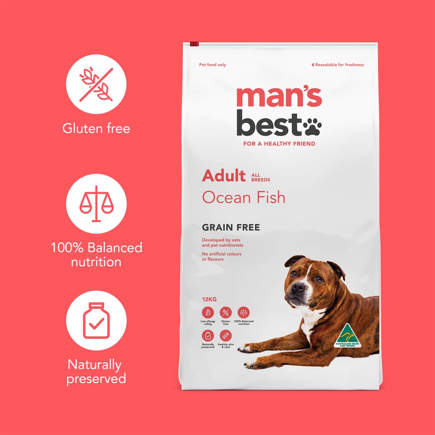 Man's Best – Adult Dog – GRAIN FREE – Ocean Fish with Sardines