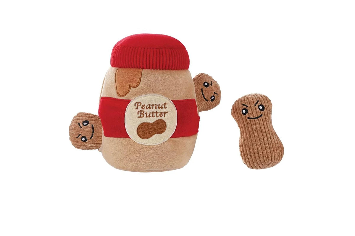 Hugsmart Food Party Peanut Butter Jar plush toy for dogs