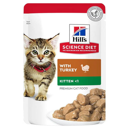 Hill’s Science Diet Kitten Turkey wet food pouch nutrition panel