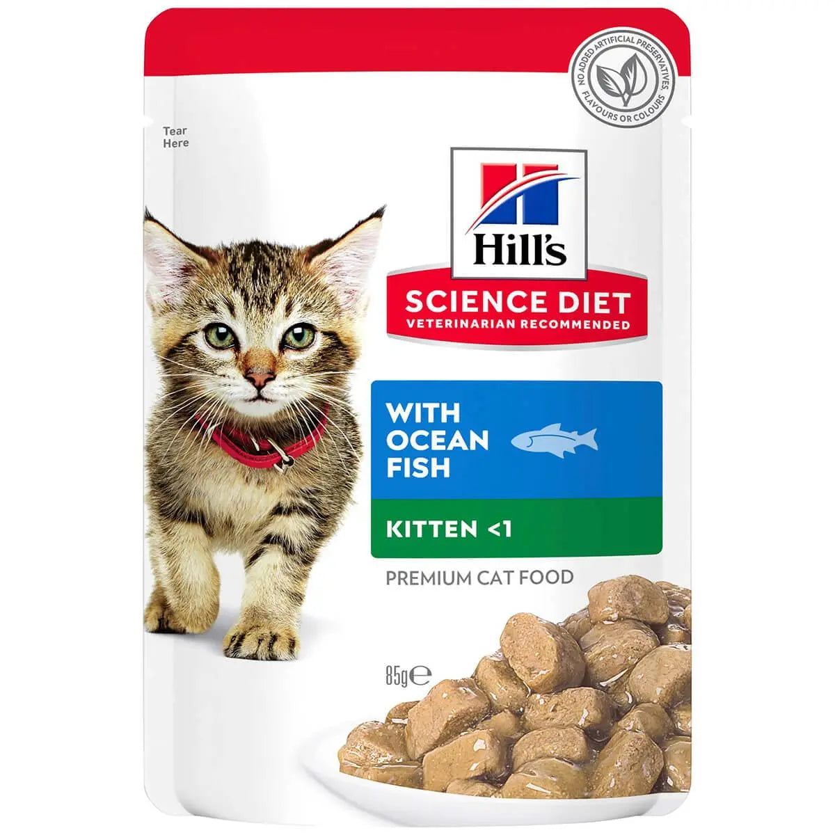 Hill’s Science Diet Kitten Ocean Fish wet food pouch nutrition panel