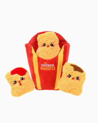 Hugsmart Food Party Chicken Nuggets plush bag toy for dogs