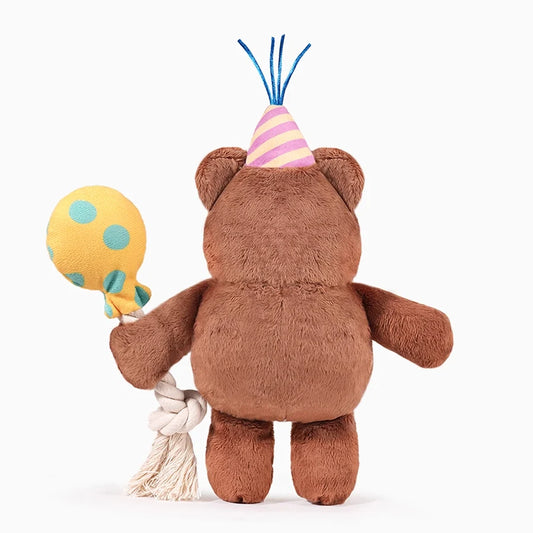 Hugsmart Yappy Birthday Party Bear Dog Toy side view