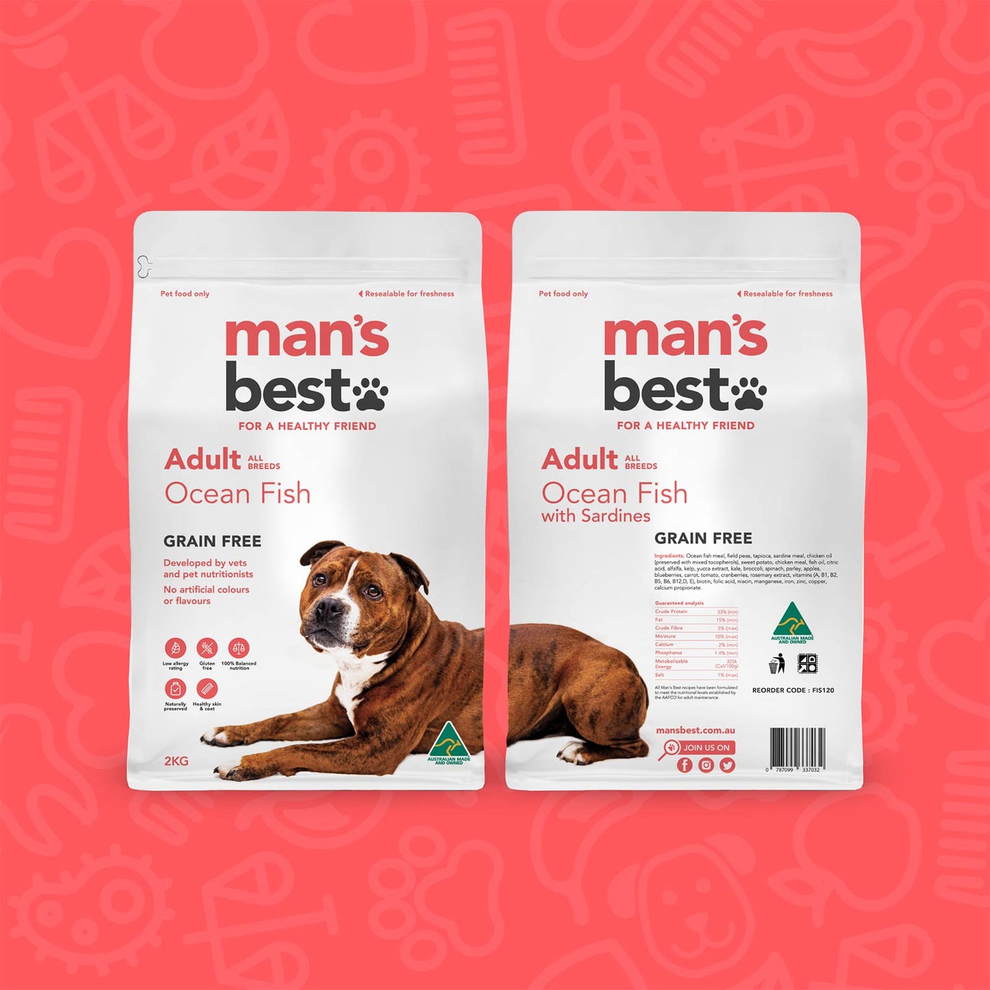 Man's Best – Adult Dog – GRAIN FREE – Ocean Fish with Sardines