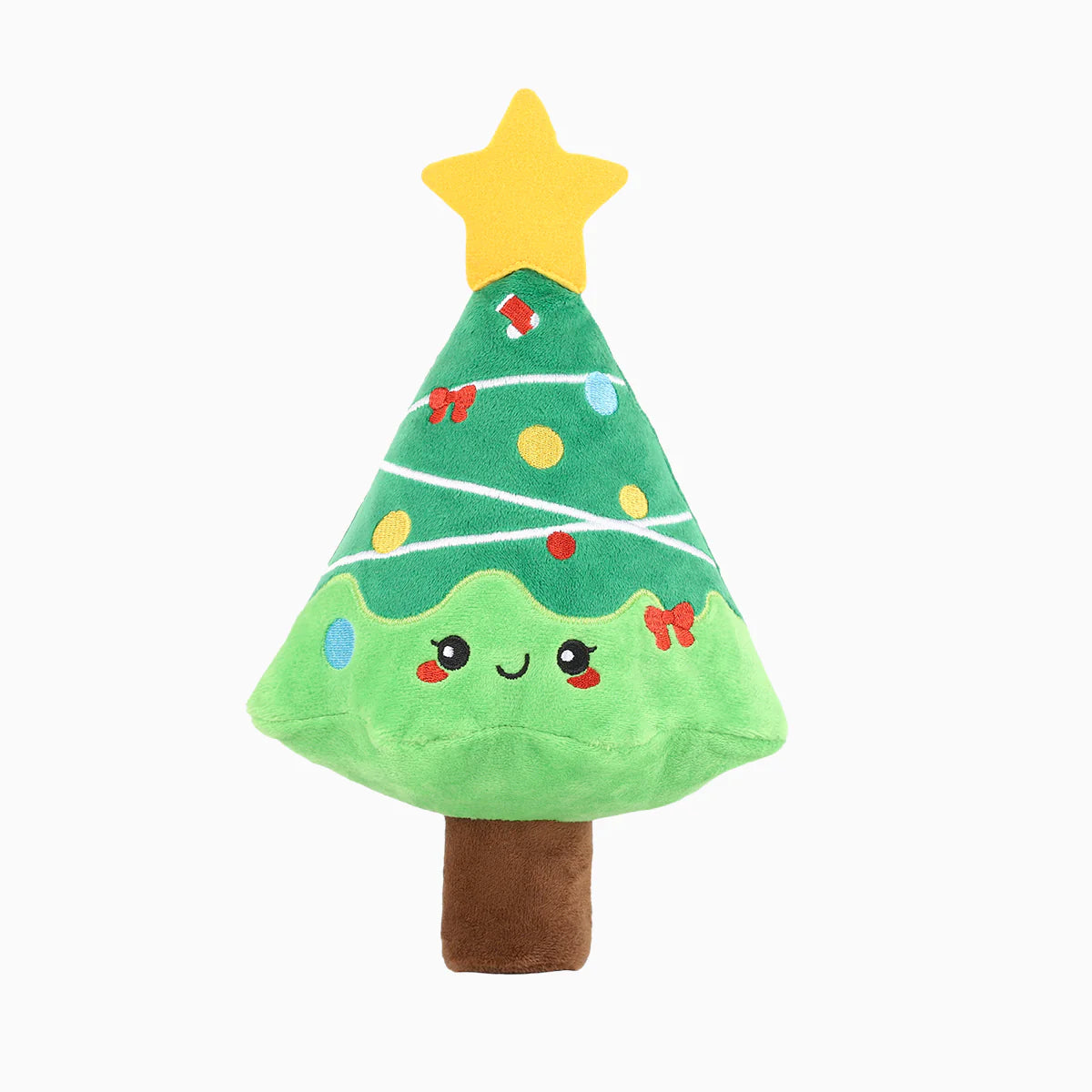 Hugsmart Happy Woofmas Christmas Tree dog toy with exterior torn open