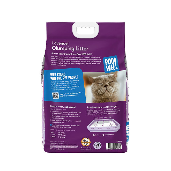 PooWee Lavender Clumping Litter clumps close-up