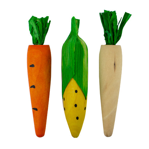 Pipsqueak wood chew, carrot and corn shape, for small animals
