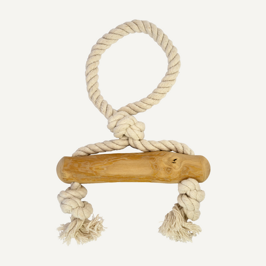 Dan and Sam Trapeze Coffee Wood Rope Toy for dogs