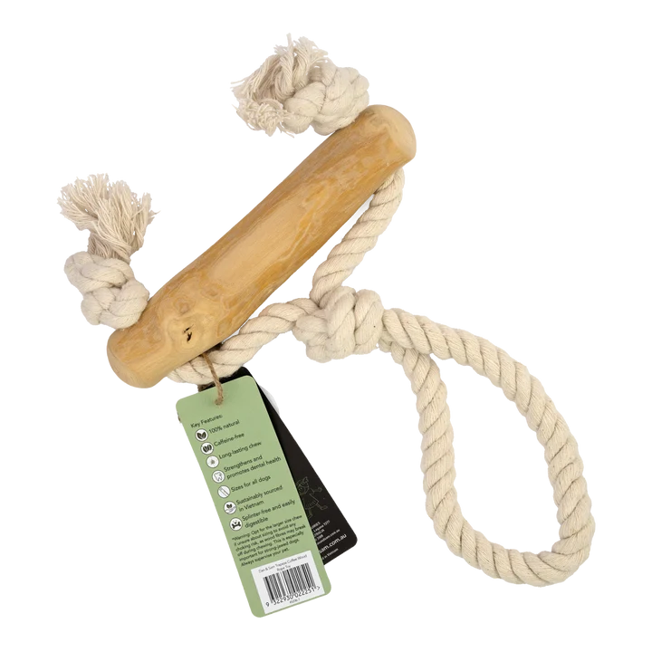 Dan and Sam Trapeze Coffee Wood Rope Toy packaging back