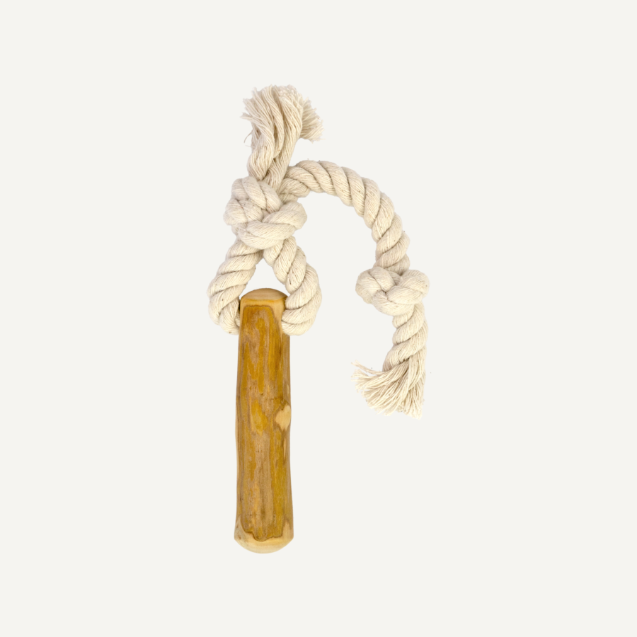 Dan and Sam Tugging Stick Coffee Wood Rope Toy for dogs