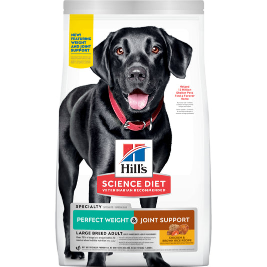 Hill's Science Diet Adult Perfect Weight & Joint Support Large Breed dog food bag 11.34kg