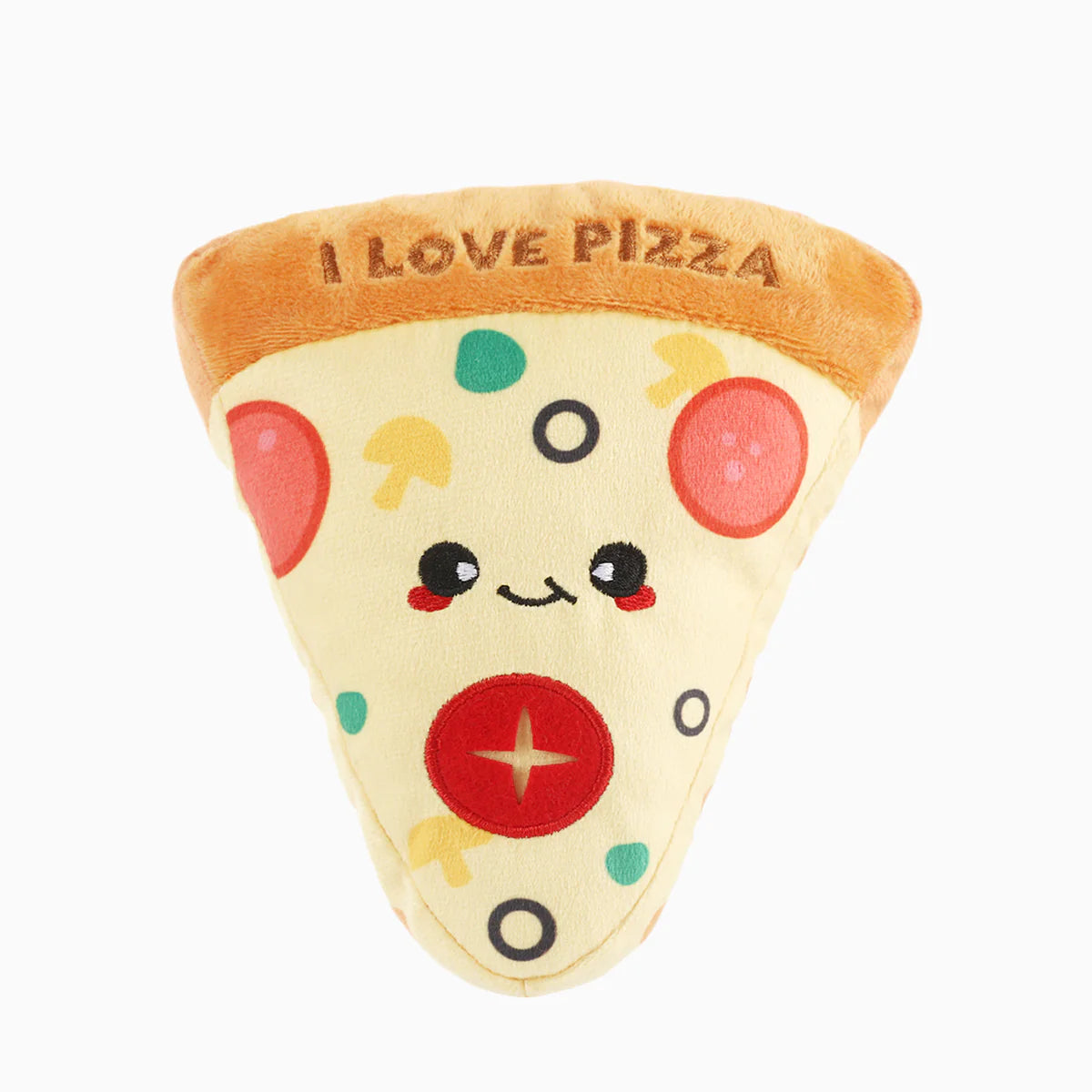 Hugsmart Food Party Pizza Dog Toy front view
