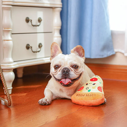 Hugsmart Food Party Pizza Dog Toy – size reference