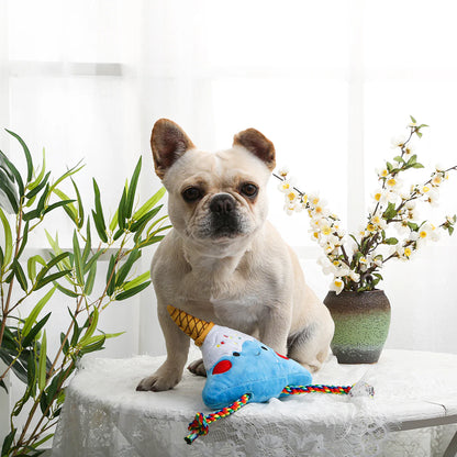 Hugsmart Foodie Japan Fuji Ice-Cream dog toy being played with