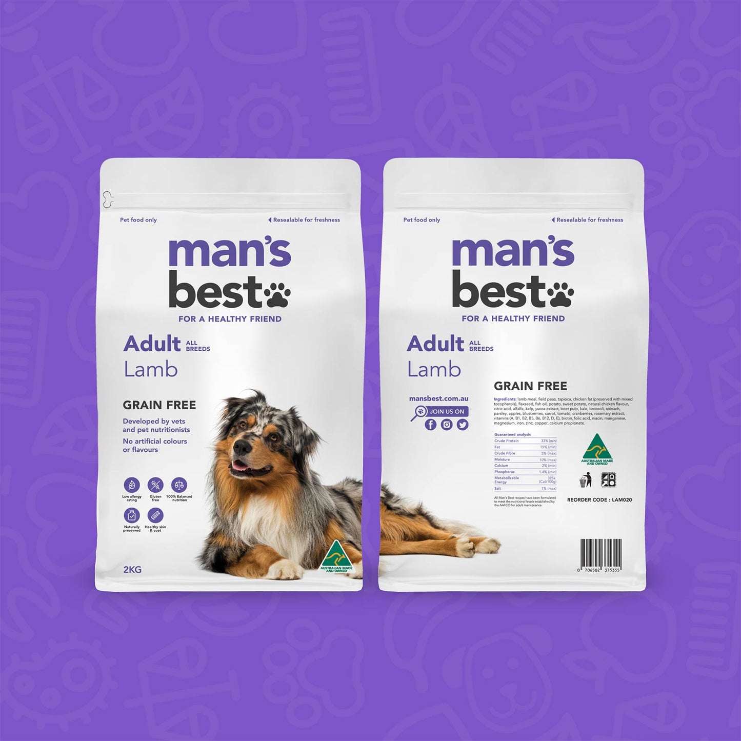 Man's Best – Adult Dog – GRAIN FREE – Lamb