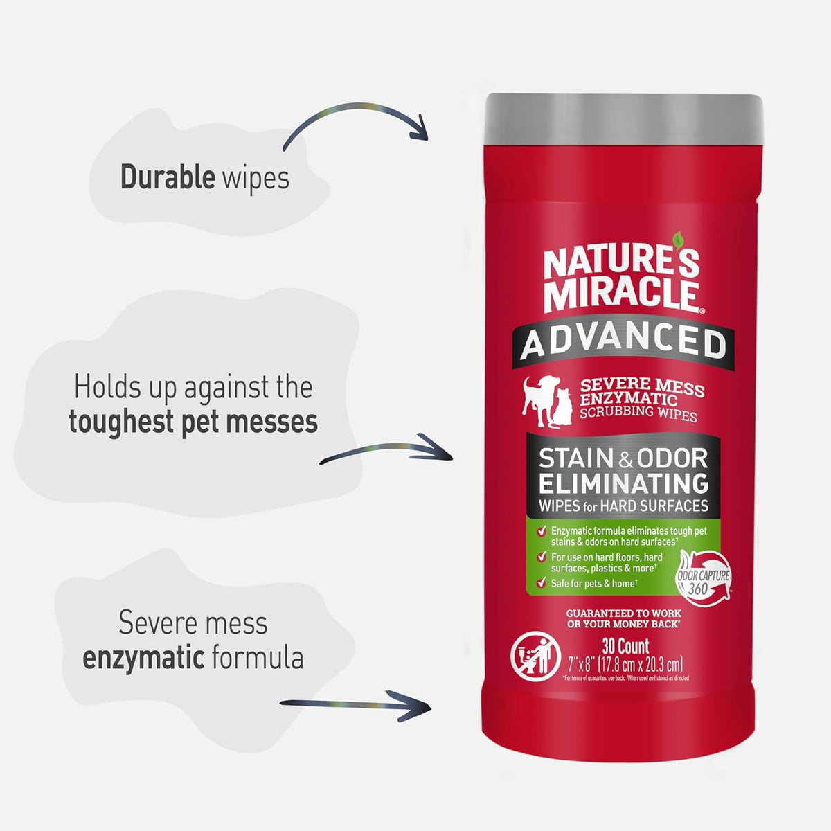 Nature's Miracle Advanced Stain & Odour Eliminating Wipes, product angle two