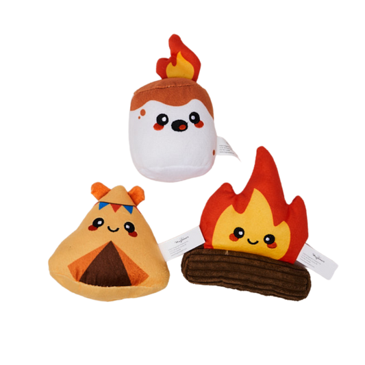 Close-up of the Hugsmart Camp Hound plush toy