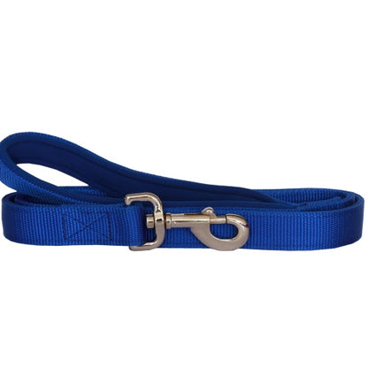 Beau Pets blue nylon dog lead with neoprene handle