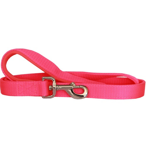 Beau Pets pink nylon dog lead with neoprene handle