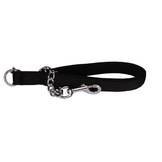Beau Pets black chain dog lead with neoprene handle
