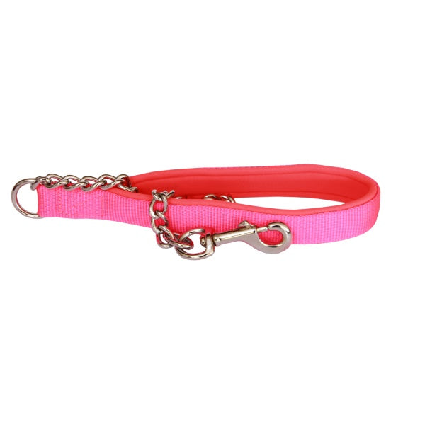 Beau Pets pink chain dog lead with neoprene handle