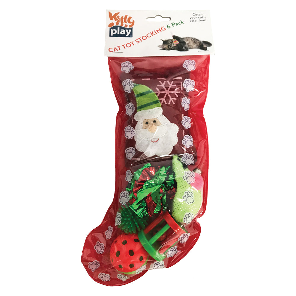 Kitty Play Christmas Cat Toy Stocking set of 6 toys