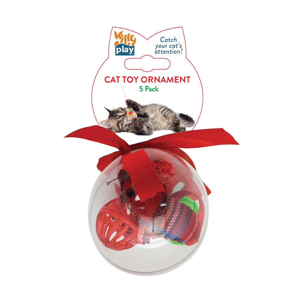 Kitty Play Christmas Cat Toy Ornament set of 5 toys