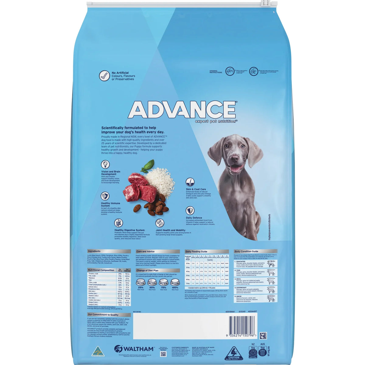 Advance Puppy Large Breed dry food nutritional analysis
