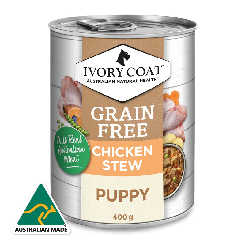 Ivory Coat Grain Free Wet Puppy Food chicken stew tin