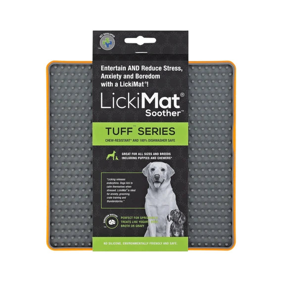 LickiMat Soother Tuff mat in orange