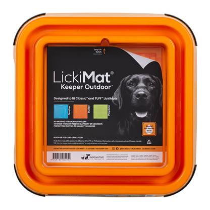 LickiMat Outdoor Keeper in orange with label