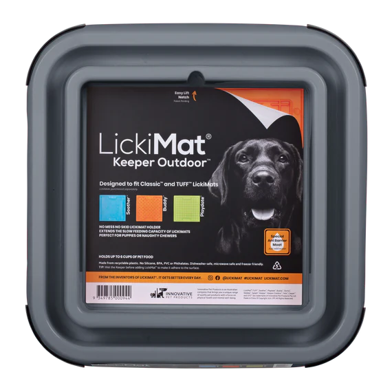 LickiMat Outdoor Keeper in grey with label