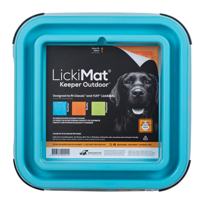 LickiMat Outdoor Keeper in turquoise with label