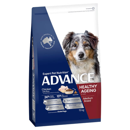 ADVANCEMediumHealthyAgeingDryDogFoodChickenwithRice15kgBag-0_17654b9d-5953-4053-9f46-438704c9fca5