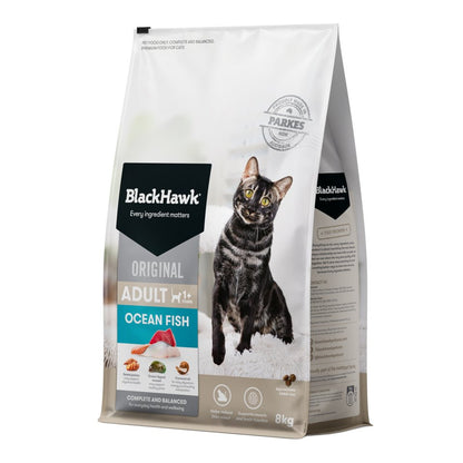 Black Hawk Adult Cat Ocean Fish 8kg front of pack