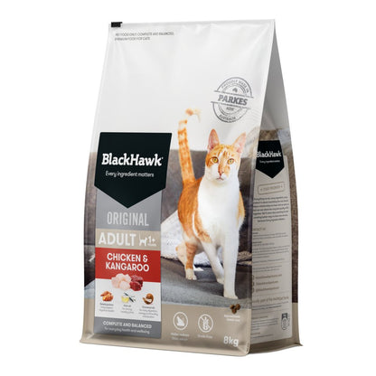 Black Hawk Adult Cat Chicken & Kangaroo 8kg front of pack