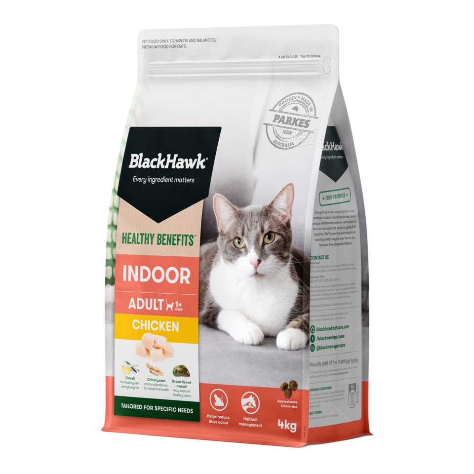 Black Hawk Healthy Benefits Indoor Chicken cat food 4kg bag