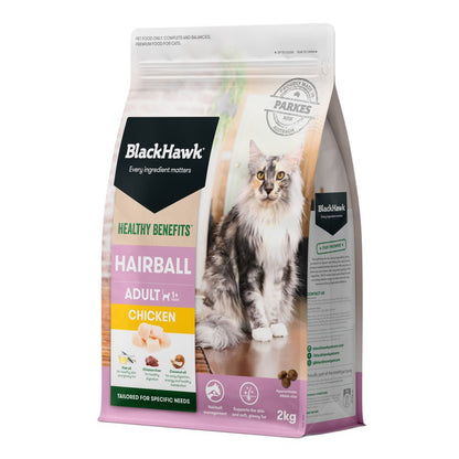Black Hawk Adult Cat Healthy Benefits Hairball Chicken 2kg front of pack