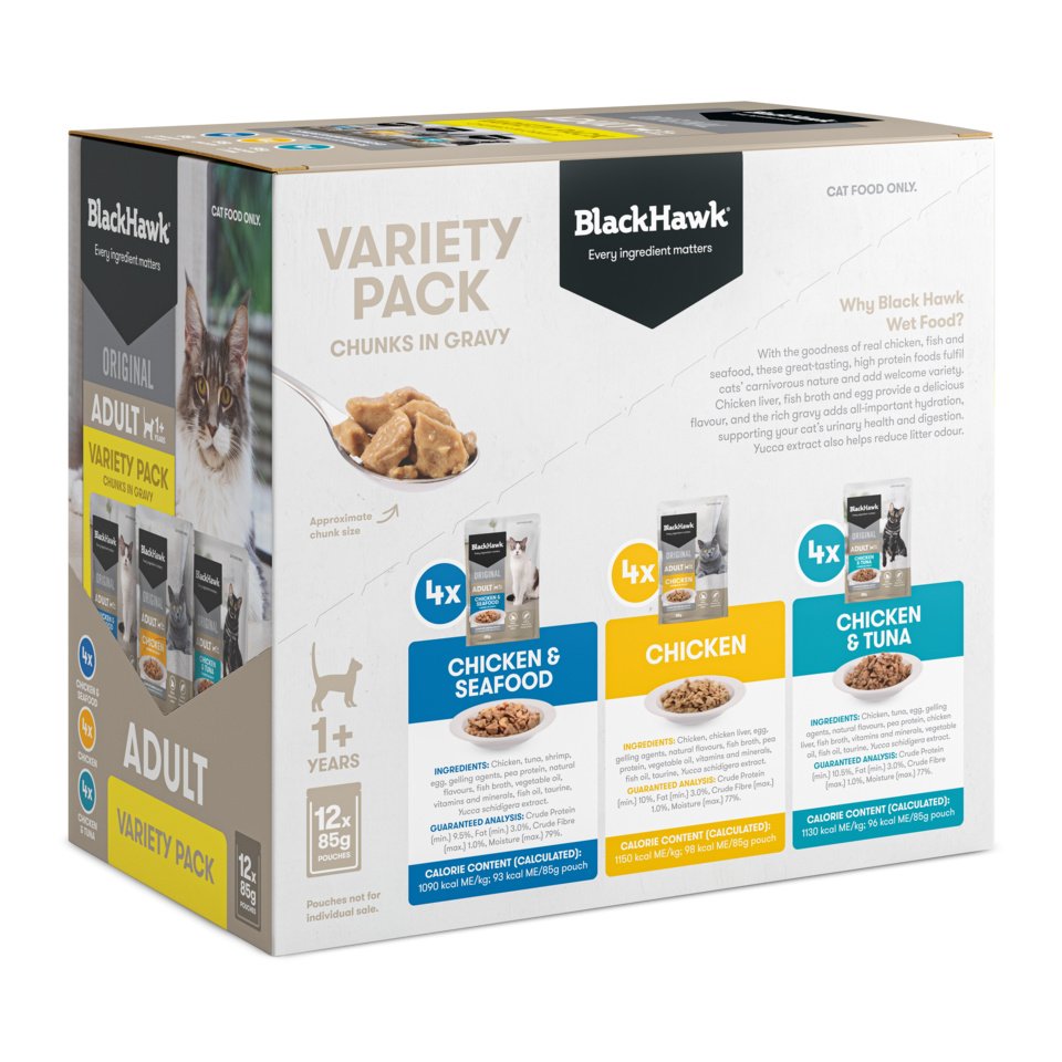 Black Hawk Adult Cat Variety 12-pack carton, closed