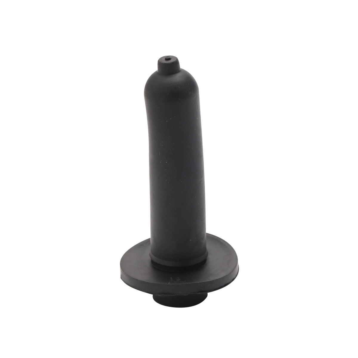 Black rubber calf feeding teat with self-sealing nipple, front product view