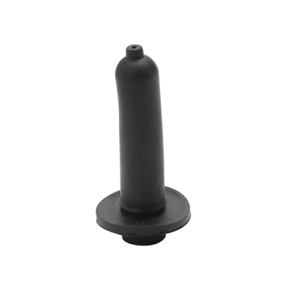 Black rubber calf feeding teat with self-sealing nipple, front product view